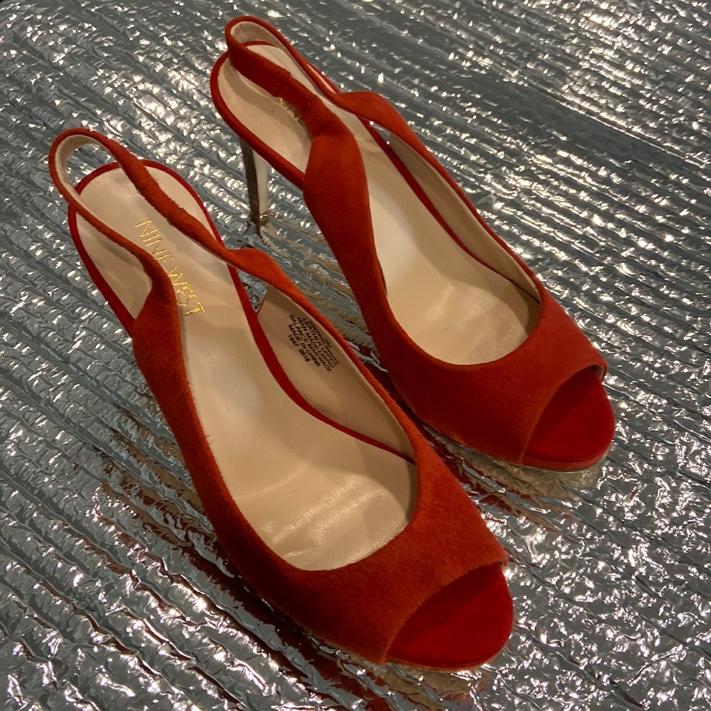 Red platform heels
